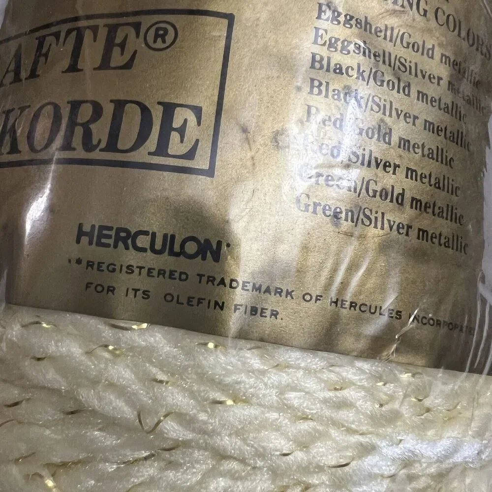 Poli Krafte Klitter Korde Herculon 6mm 100 Yards White Gold Macrame Knotting